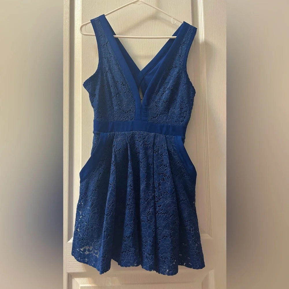 Free People Blue Lace Backless Dress - Picture 2 of 6